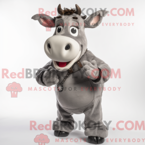Grå Jersey Cow maskot...