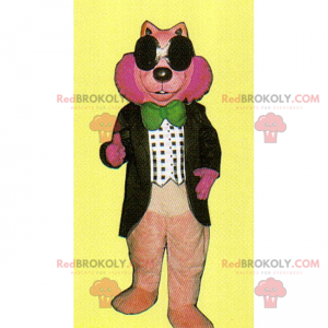 Pink rodent mascot with bow tie - Redbrokoly.com