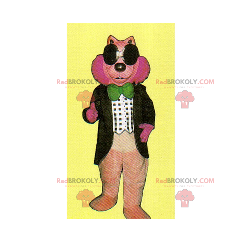 Mascote roedor rosa com gravata borboleta - Redbrokoly.com