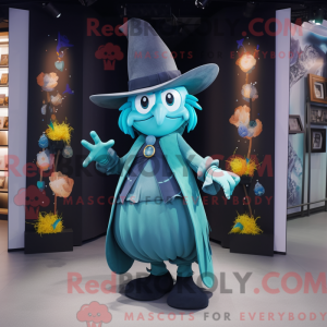 Cyan Witch S Hat mascot...