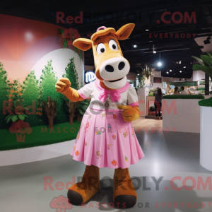 Pink Guernsey Cow mascot...