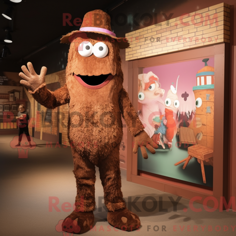 Fantasia de mascote de equilibrista marrom com macacão e luvas sem dedos - Mascotes de palafitas - RedBrokoly.com