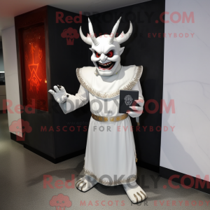 Hvit Demon maskot...