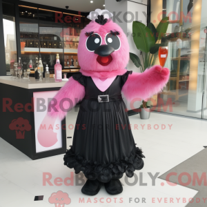 Svart rosa maskotdraktfigur...