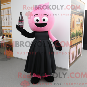 Svart rosa maskotdraktfigur...