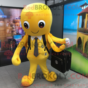 Gul Octopus maskot kostume...