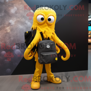 Gul Octopus maskot kostume...