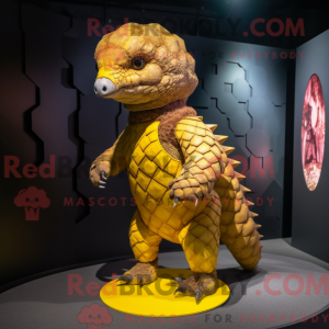 Gul Pangolin maskot kostume...