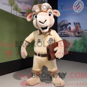 Beige Ram-mascottekostuum...