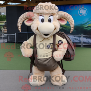 Beige Ram maskot kostume...