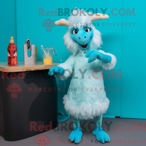 Cyan Angora Goat maskot...