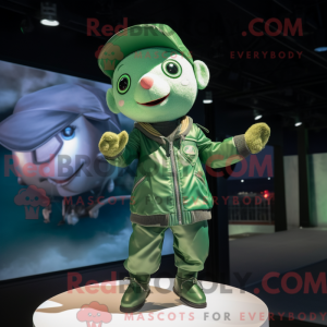 Green Trapeze Artist mascot...