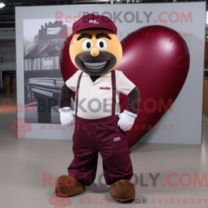 Maroon Heart maskot kostume...