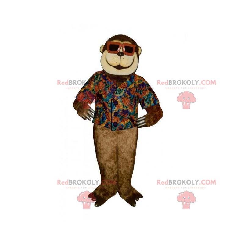 Monkey maskot med solbriller - Redbrokoly.com