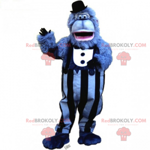 Blue monkey mascot with costume and hat - Redbrokoly.com