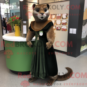 Oliven Jaguarundi maskot...