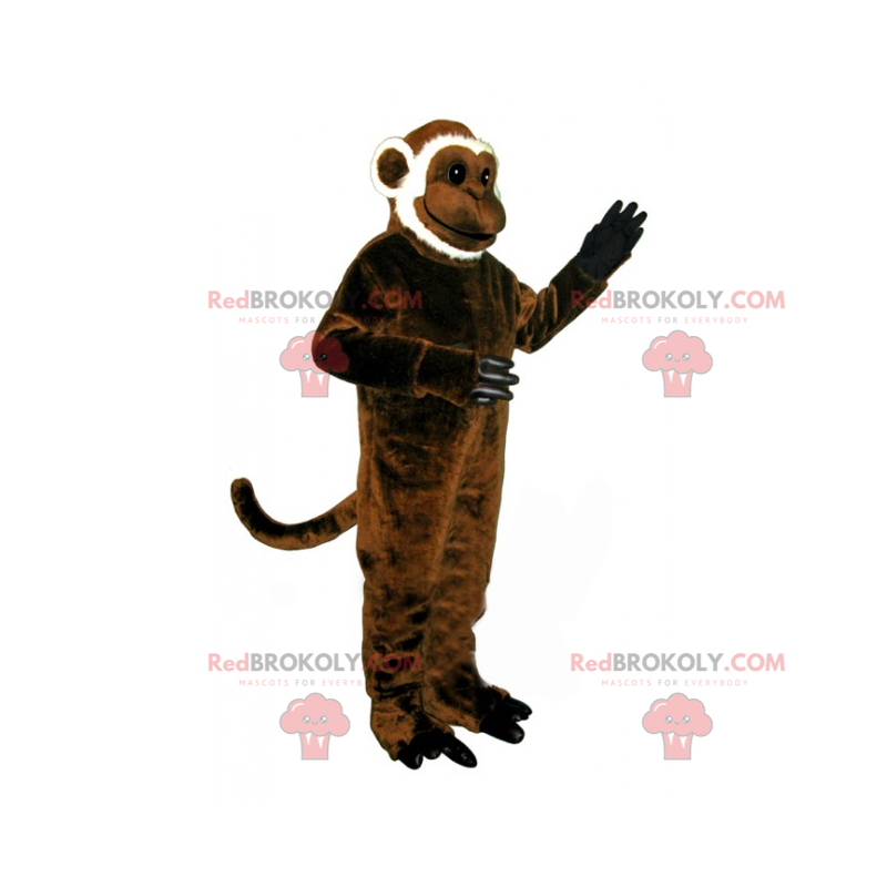 Braunes und weißes Affenmaskottchen - Redbrokoly.com