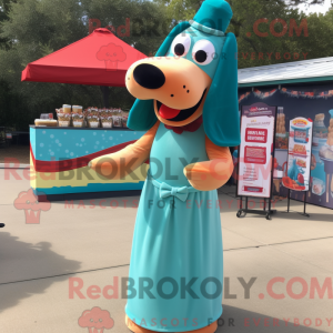 Teal Hot Dogs Maskottchen...