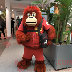 Rød orangutang maskot drakt...