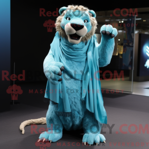 Cyan Smilodon maskot...