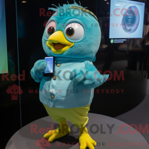 Cyan Canary maskot kostume...