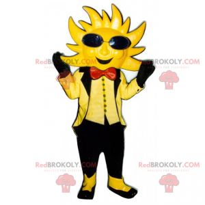 Mascota de sol con gafas negras y pajarita - Redbrokoly.com