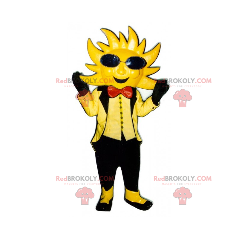 Mascote do sol com óculos pretos e gravata borboleta - Mascote do sol com óculos pretos e gravata borboleta -