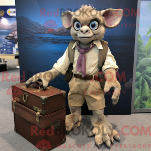 Tan Gargoyle maskot kostume...