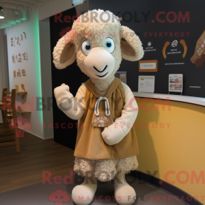 Tan Sheep-maskotdraktfigur...