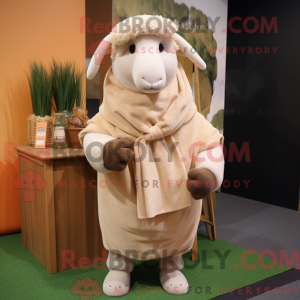 Tan Sheep mascottekostuum...