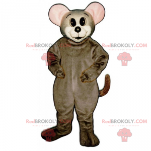 Mascota del ratón con orejas redondas y rosa. - Redbrokoly.com