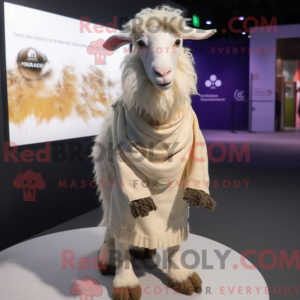 Beige angora ged maskot...