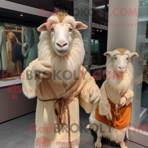 Beige angora ged maskot...