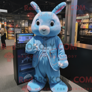Sky Blue Rabbit maskot...