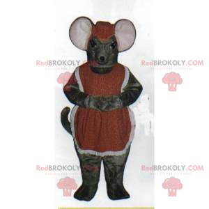 Mascotte de souris avec tablier et lunettes rondes -