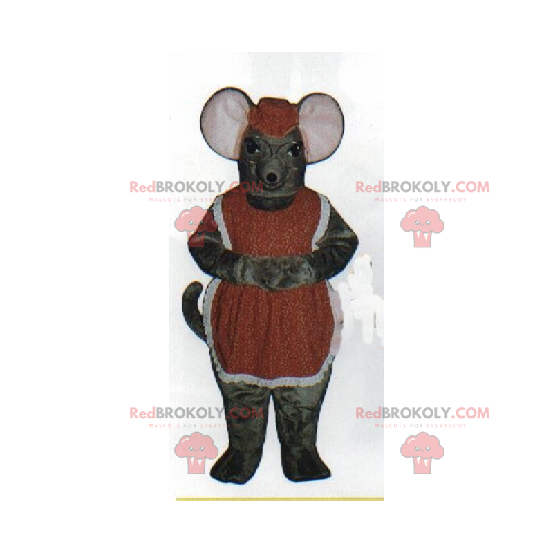 Maskot myši se zástěrou a kulatými brýlemi - Redbrokoly.com