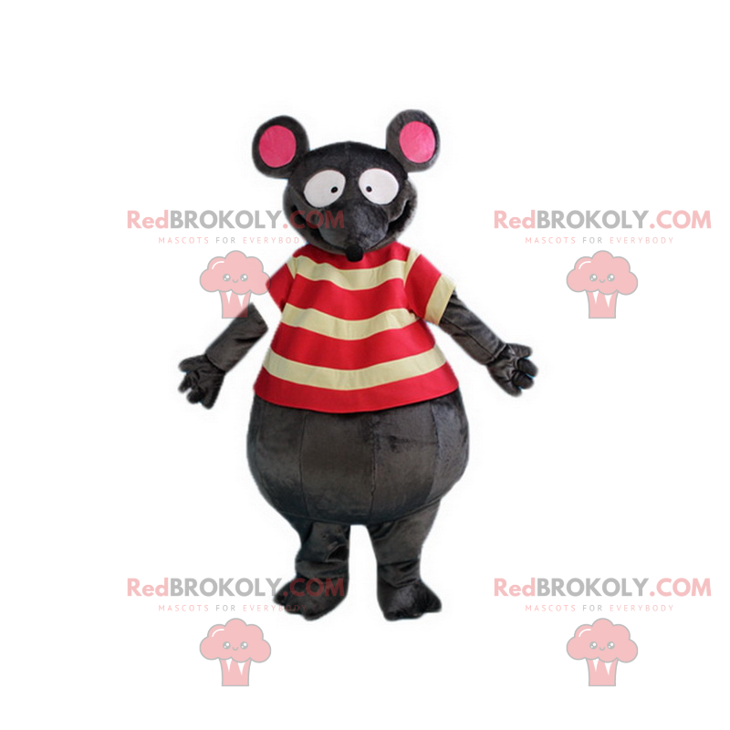 Mascota del ratón con camiseta a rayas - Redbrokoly.com