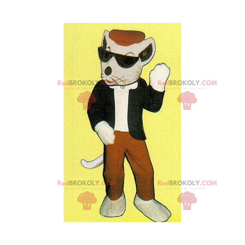 Mascotte del topo bianco con berretto - Redbrokoly.com