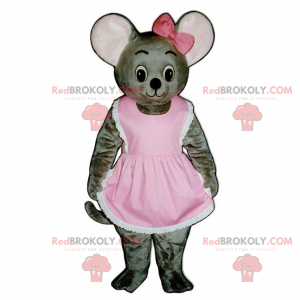 Mascotte de souris en robe et nœud - Redbrokoly.com