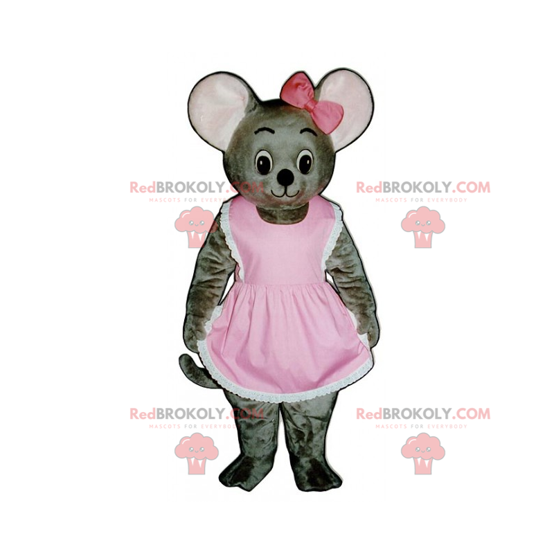 Mascota del ratón en vestido y lazo - Redbrokoly.com