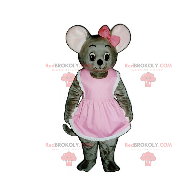 Mascotte de souris en robe et nœud - Redbrokoly.com