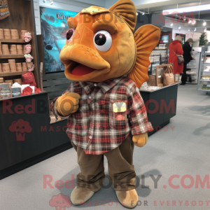 Brun guldfisk maskot...