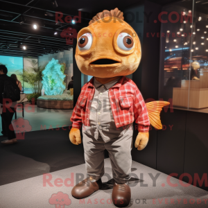Brun guldfisk maskot...