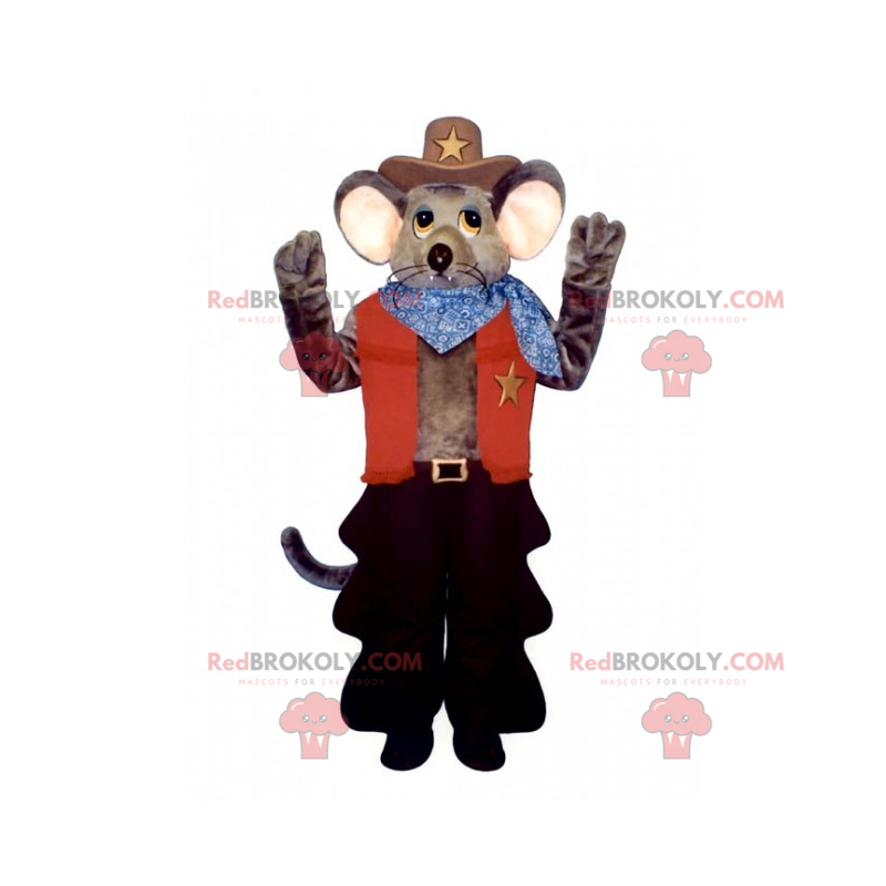 Mascotte de souris en tenue de cowboy - Redbrokoly.com