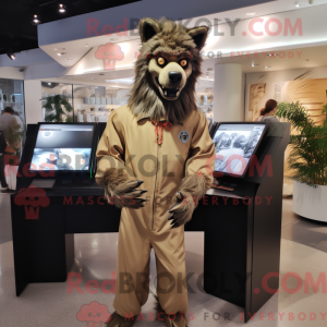 Tan varulv maskot kostume...
