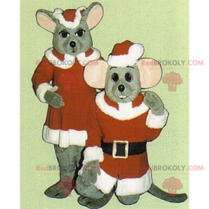 Kerstman en moeder kerstmuismascotte - Redbrokoly.com