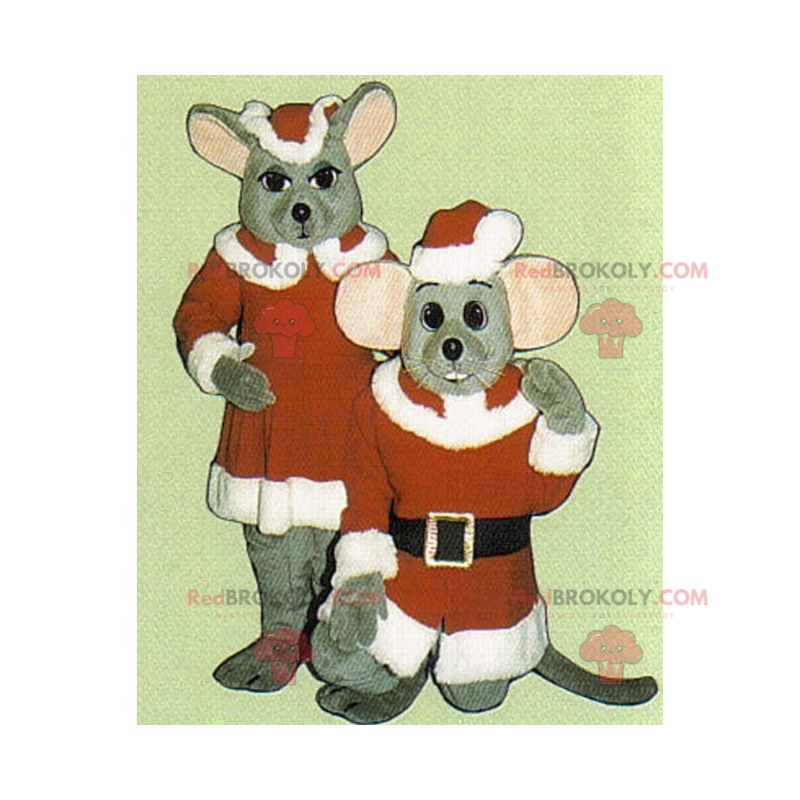 Mascota del ratón de santa y madre navidad - Redbrokoly.com