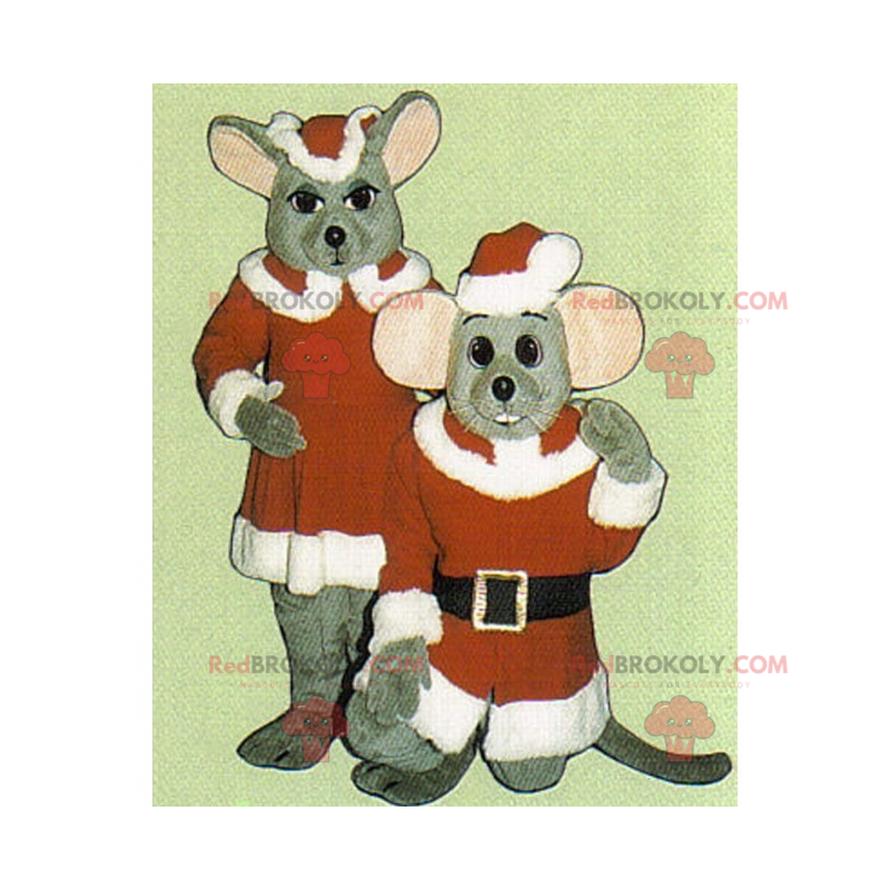 Santa and mother christmas mouse mascot - Redbrokoly.com