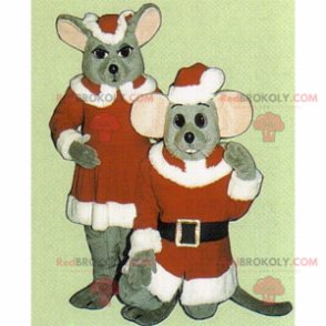 Mascotte de souris père et mère noël - Redbrokoly.com