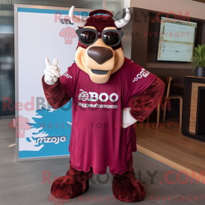 Maroon Zebu maskot kostume...